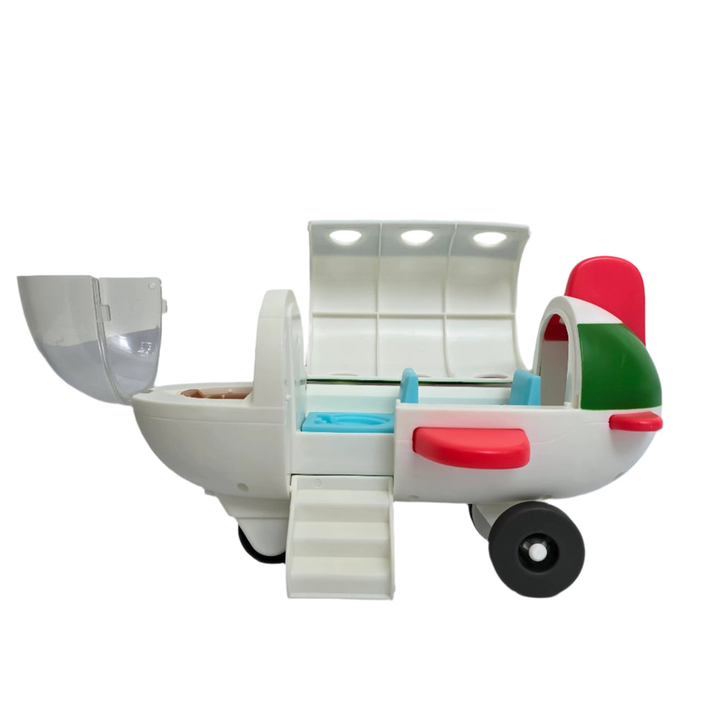 Hasbro, Preschoolers and Peppa Pig fans ages 3 and up will be delighted with this Air Peppa toy. Inspired by the vehicle seen in entertainment, it comes with a Peppa Pig figure. An attached Miss Rabbit figure is seated in the cockpit, and can flip back to make room for another pilot! The plane’s top hinges open, the stairs fold down, and the back trunk opens as well. There are seats for 3 figures in all. (Additional figures sold separately. Subject to availability.) Peppa’s suitcase opens and closes, and fi