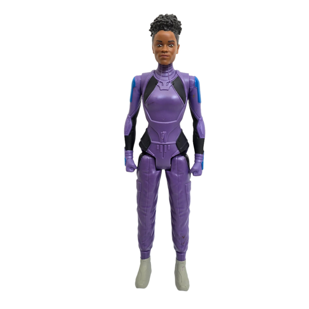 Hasbro, The Princess of Wakanda, Shuri will be forced to overcome the grief of losing her brother T’Challa when Wakanda’s borders are breached by an unexpected threat. Inspired by Marvel Studios' Black Panther, part of the Marvel Cinematic Universe, this large-scale Shuri action figure offers kids ages 4 and up big claws-out imaginary action. This 12-inch-scale Marvel Titan Hero Series Shuri toy features multiple points of articulation, so boys and girls can pose it for superpowered adventures they imagine.