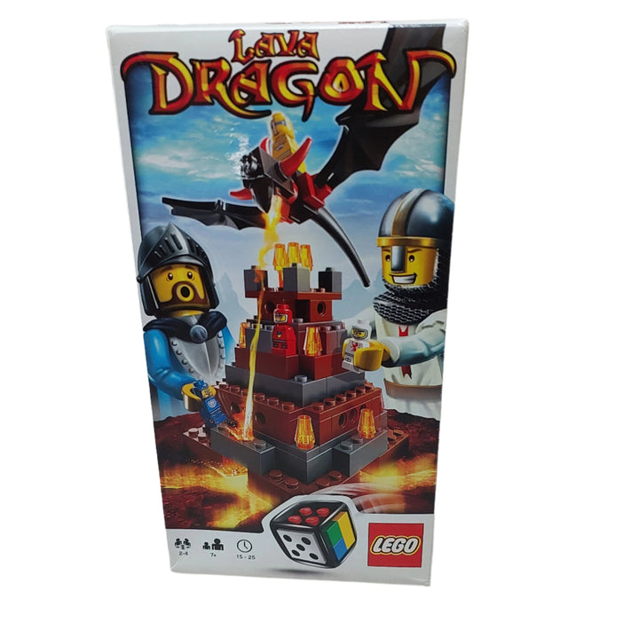 Lego, Prove you are the bravest knight of all by being the first one to summon the dragon from the top of the volcano. Avoid the lava and block your opponents as you climb to victory. With the LEGO Dice no two games of Lava Dragon are ever the same. For 2 to 4 players.