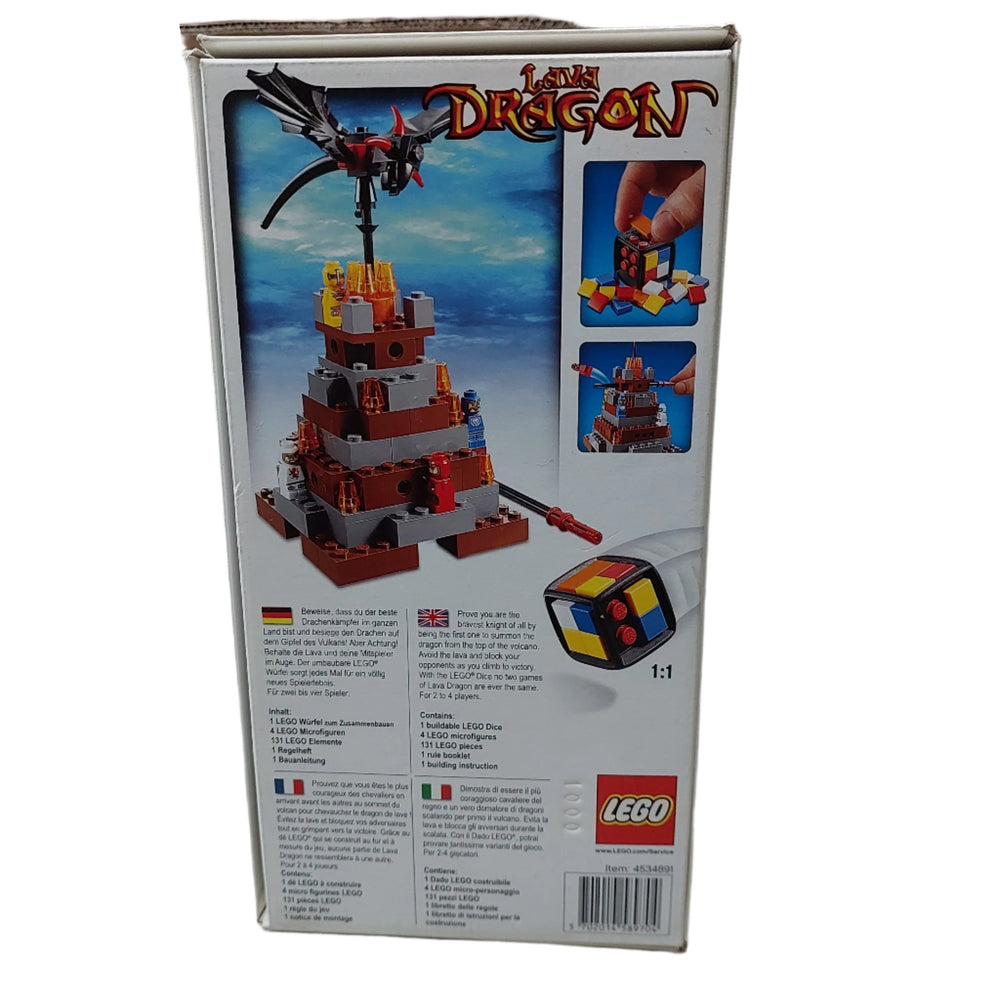 Lego, Prove you are the bravest knight of all by being the first one to summon the dragon from the top of the volcano. Avoid the lava and block your opponents as you climb to victory. With the LEGO Dice no two games of Lava Dragon are ever the same. For 2 to 4 players.