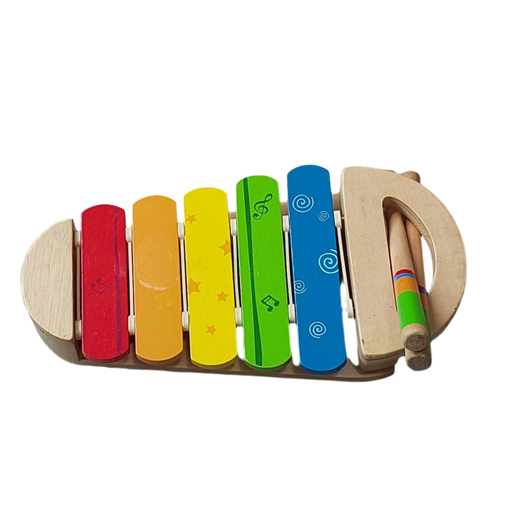 Hape, Rainbow Xylophone, Hape xylophone is the perfect toy for your growing little musician. This music-maker lets your child practice scales and colors, encouraging musical expression. Use the xylophone to tap out Unique melodies or combine it with other Hape early melodies toy instrument sets to form a full musical ensemble
