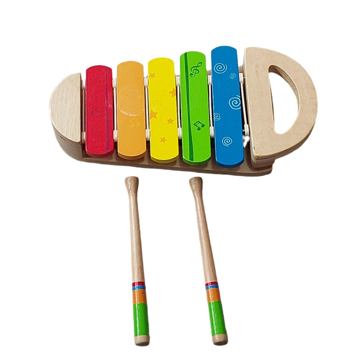 Hape, Rainbow Xylophone, Hape xylophone is the perfect toy for your growing little musician. This music-maker lets your child practice scales and colors, encouraging musical expression. Use the xylophone to tap out Unique melodies or combine it with other Hape early melodies toy instrument sets to form a full musical ensemble
