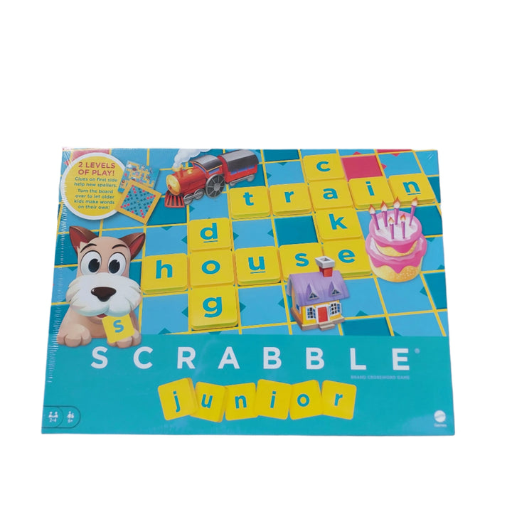 Mattel, Scrabble Junior, What a great way for kids to play a favorite word game! With Junior Scrabble, kid-sized words and colorful pictures make it fun to match letter tiles to words on the grid. Players collect scoring chips for completing words. When all of the tiles have been placed on the board, the player with the most chips wins! Flip over the game board for an advanced game where players create their own words -- so the game grows with the kids!