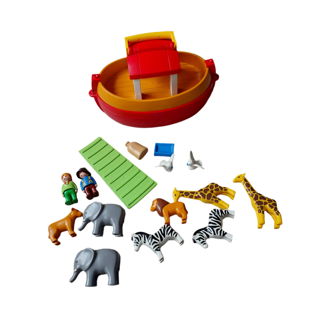 Playmobil, 6765 Noah's Ark, Children will love playing out familiar storylines with this Floating Take-Along Noah’s Ark set from the Playmobil 1.2.3 range.
 Whether they imagine loading the animals two by two or float on the water in search of land, children will love this bright and colourful Noah’s Ark playset. It comes with lots of different animals, as well as an integrated carry handle for on-the-go fun. Grown-ups will love that this Take-Along Noah’s Ark supports imaginative play as children imagine e