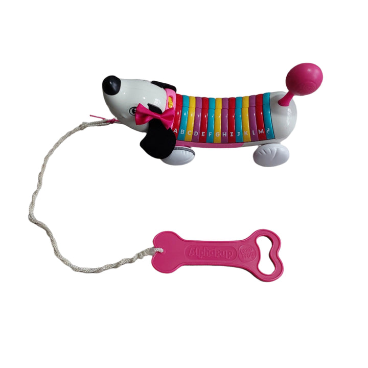 LeapFrog, Alphapup (Pink), Experience the ABC's with your new best friend! Alpha Pup is the perfect learning companion, walking and talking the ABC's with your child. Alpha Pup sounds out each letter and introduces letter names, words that begin with each letter and darling doggie phrases.