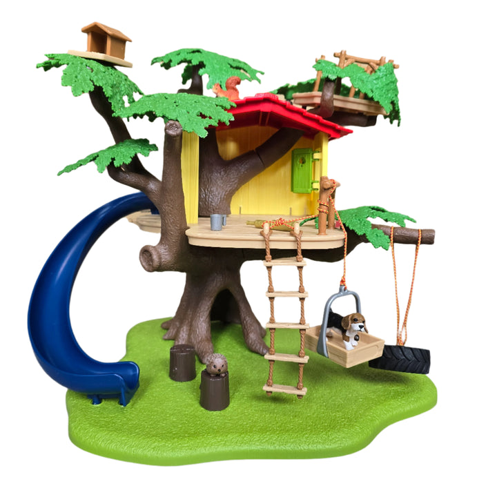 Schleich, Farm World, Ben and Sarah can lark about, play and picnic for hours in the schleich® tree house. Who hasn't dreamt of having their own tree house?The set contains a whole host of accessories and functions for hours of fun. With 2 human figurines, 4 animals and accessories. 