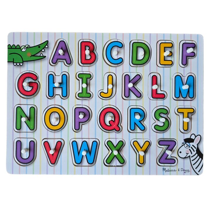 Melissa & Doug, Number concepts, zero through nine, are illustrated in this 10-piece peg puzzle. A colorful picture under each piece shows the same number of items as the numeral on top of the piece, helping promote number recognition and counting skills! Encourages hand-eye, fine motor and visual perception skills.