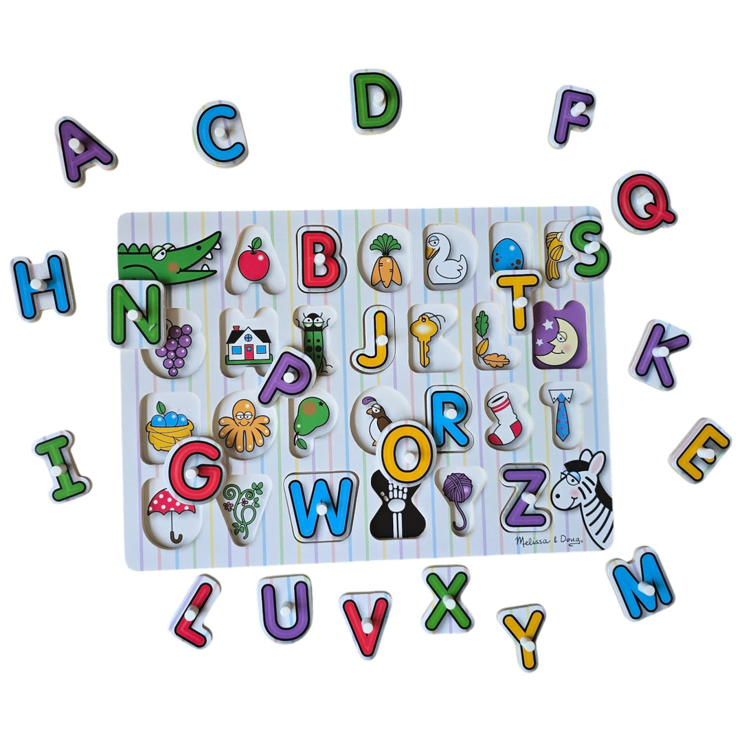 Melissa & Doug, Number concepts, zero through nine, are illustrated in this 10-piece peg puzzle. A colorful picture under each piece shows the same number of items as the numeral on top of the piece, helping promote number recognition and counting skills! Encourages hand-eye, fine motor and visual perception skills.