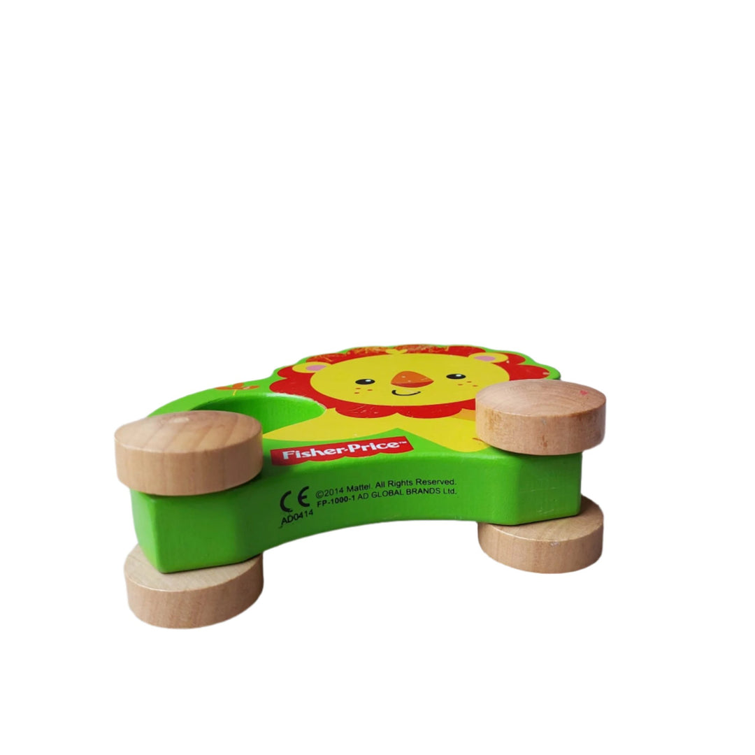 Fisher Price, My First Lion On Wheels, A wooden rolling lion pulled with string, this little lion on wheels is made of solid wood. For ages 12 months and above.