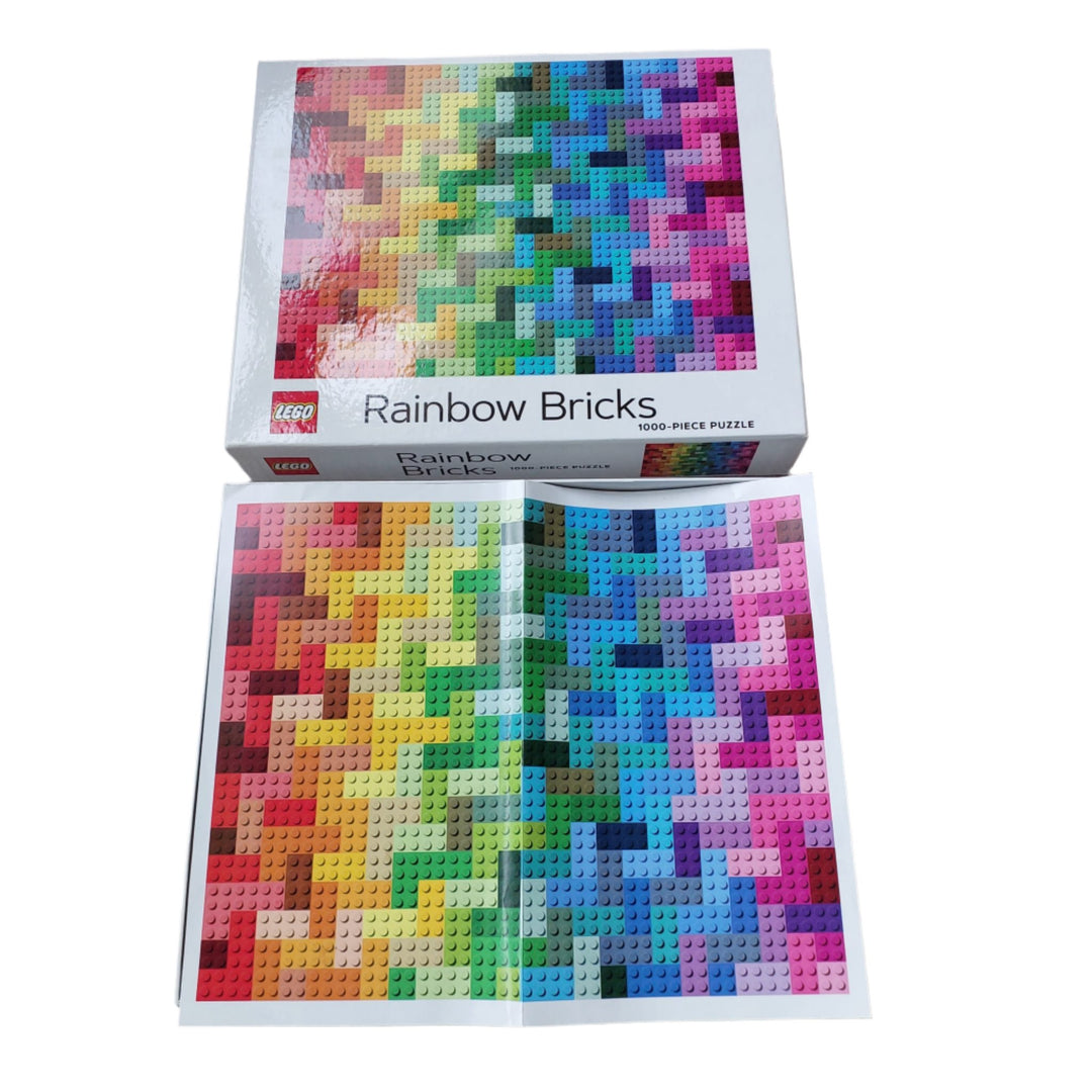 Lego, Rainbow Bricks 1000 piece puzzle, Master Builders, this jigsaw puzzle is the LEGO challenge you’ve been waiting for. With the LEGO Rainbow Brick Puzzle, 1,000 pieces come together to reveal bricks in all shades of the LEGO rainbow—from Bright Red to Earth Blue to Cool Yellow and everything in between. Fun for solo builders or the whole family, this LEGO rainbow will brighten any cloudy day.