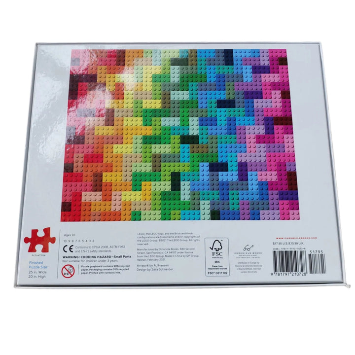 Lego, Rainbow Bricks 1000 piece puzzle, Master Builders, this jigsaw puzzle is the LEGO challenge you’ve been waiting for. With the LEGO Rainbow Brick Puzzle, 1,000 pieces come together to reveal bricks in all shades of the LEGO rainbow—from Bright Red to Earth Blue to Cool Yellow and everything in between. Fun for solo builders or the whole family, this LEGO rainbow will brighten any cloudy day.