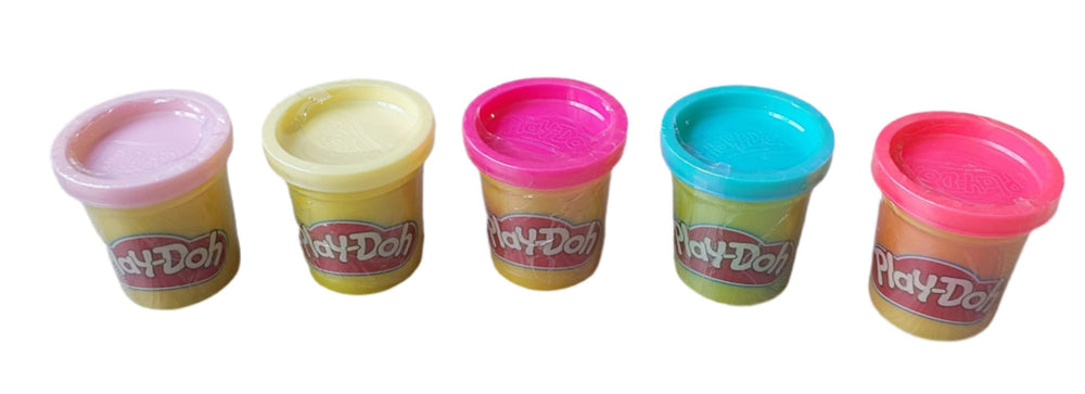 Play-doh, Play Doh Assorted 5 Pack, Grab a can of the classic squishy modeling compound that kids and families have loved for generations. The resealable container holds 3 ounces for imaginative play. It's truly up to them how they play, from handmade hearts and stars to squishing the compound over and over like a fidget toy.