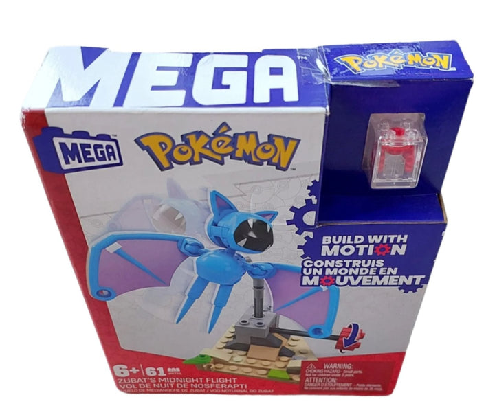 Mattel, Zubat's Midnight Flight, Watch Zubat take flight with this building set featuring the innovative Motion Brick! Build the desert environment, then turn the crank to see Zubat fly in circles over the desert. Combine with other Adventure Builder sets to create an expanded Pokémon world with motion.