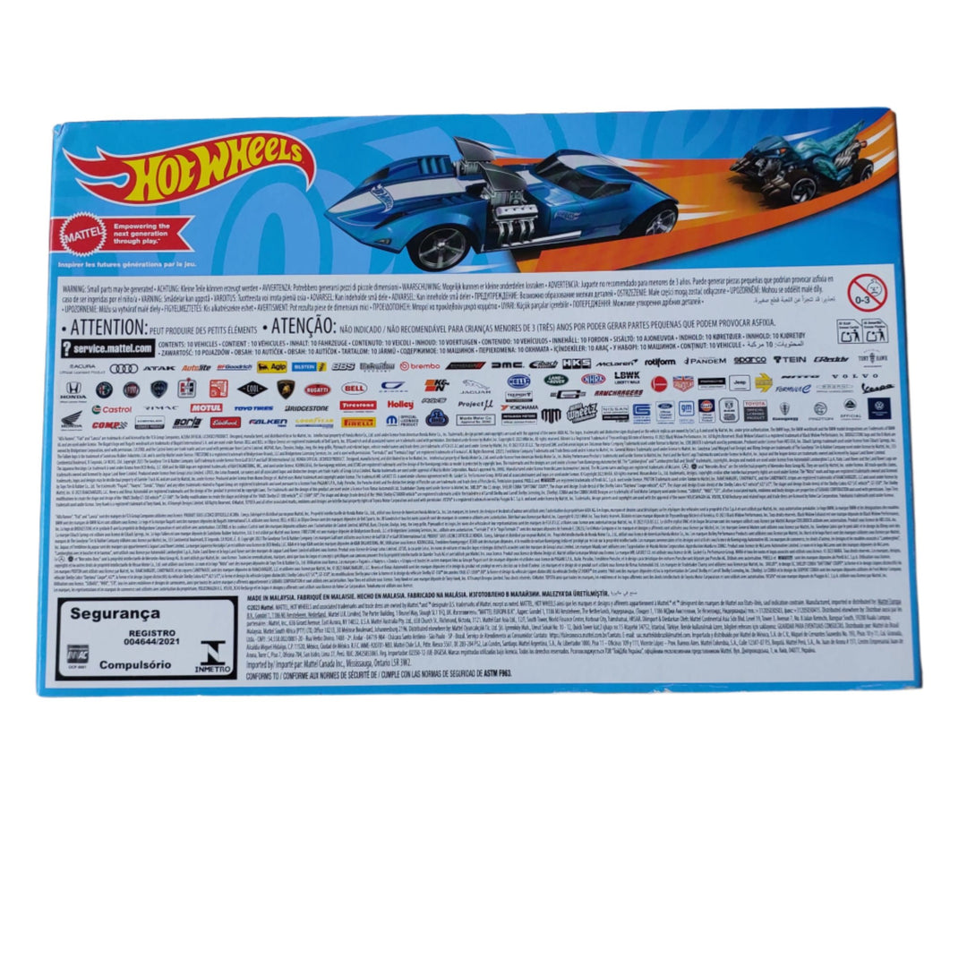 Hot Wheels, Hot Wheels 10 Pack, Creative & Imaginative Play, This 10-Pack of die-cast race cars is perfect for accelerating a collection of extremely fast Hot Wheels vehicles. In addition to seven Hot Wheels originals, such as the El Segundo Coupe and Group C Fantasy for high-octane styling, it offers three fully licensed vehicles: a 1:64 size Corvette Greenwood, a Lamborghini Centenario Roadster, and a McLaren Speedtail. For any occasion, this multipack makes a thoughtful present. Decorations and colours c