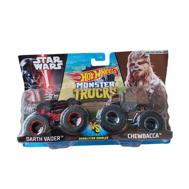 Hot Wheels, Darth Vader VS Chewbacca Monster Trucks, With even more accurate designs, these 1:64 scale trucks are made with durable die-cast metal parts