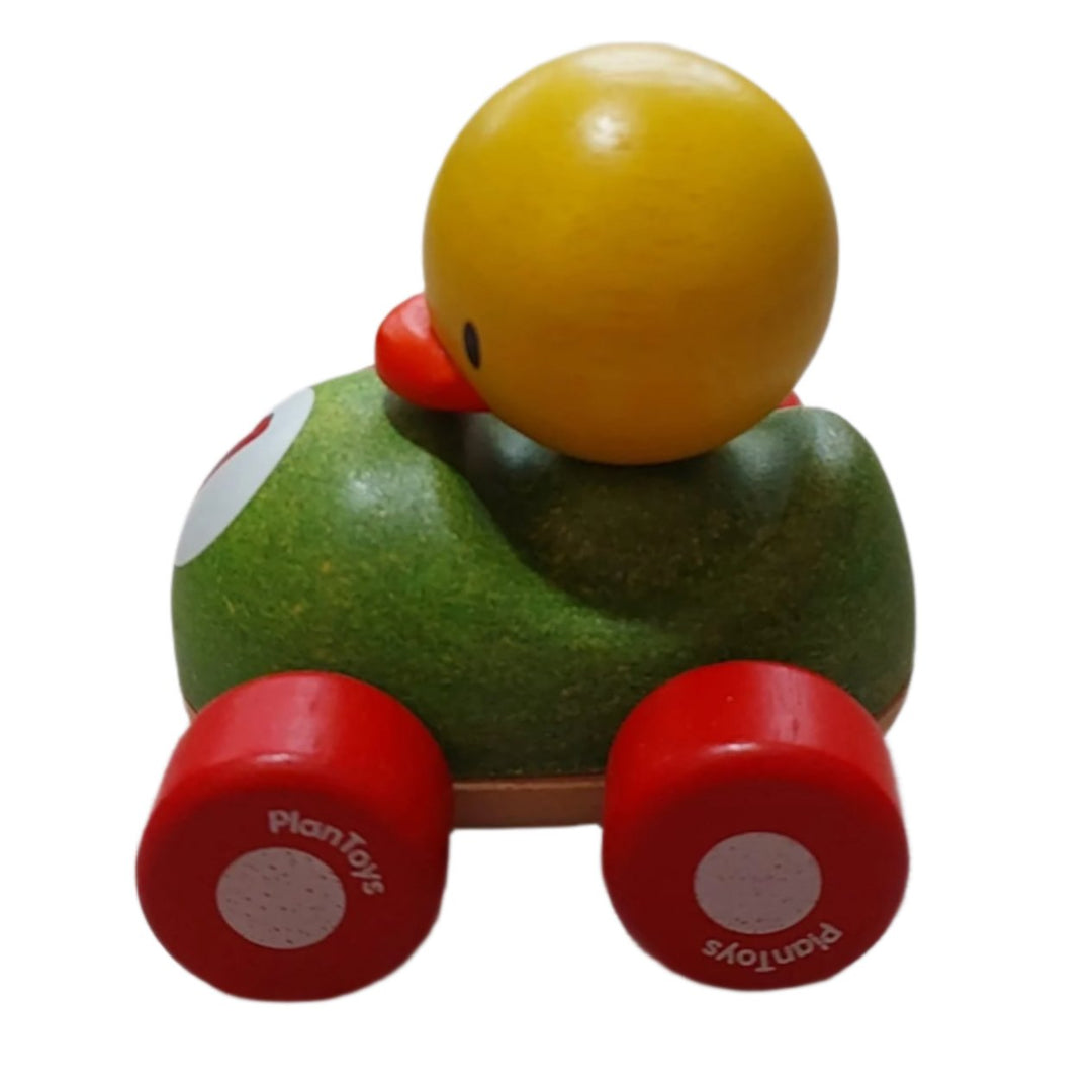 Enjoy competitive fun with the Duck Racer. It has a gently curved design that makes it easy for children to hold and push. Race the Duck Racer alongside other PlanToys racers for a fun, competitive play experience