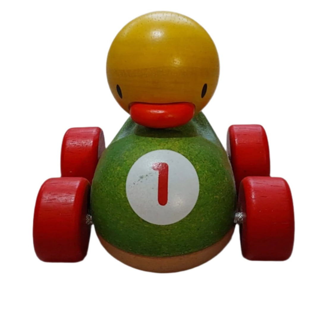 Enjoy competitive fun with the Duck Racer. It has a gently curved design that makes it easy for children to hold and push. Race the Duck Racer alongside other PlanToys racers for a fun, competitive play experience