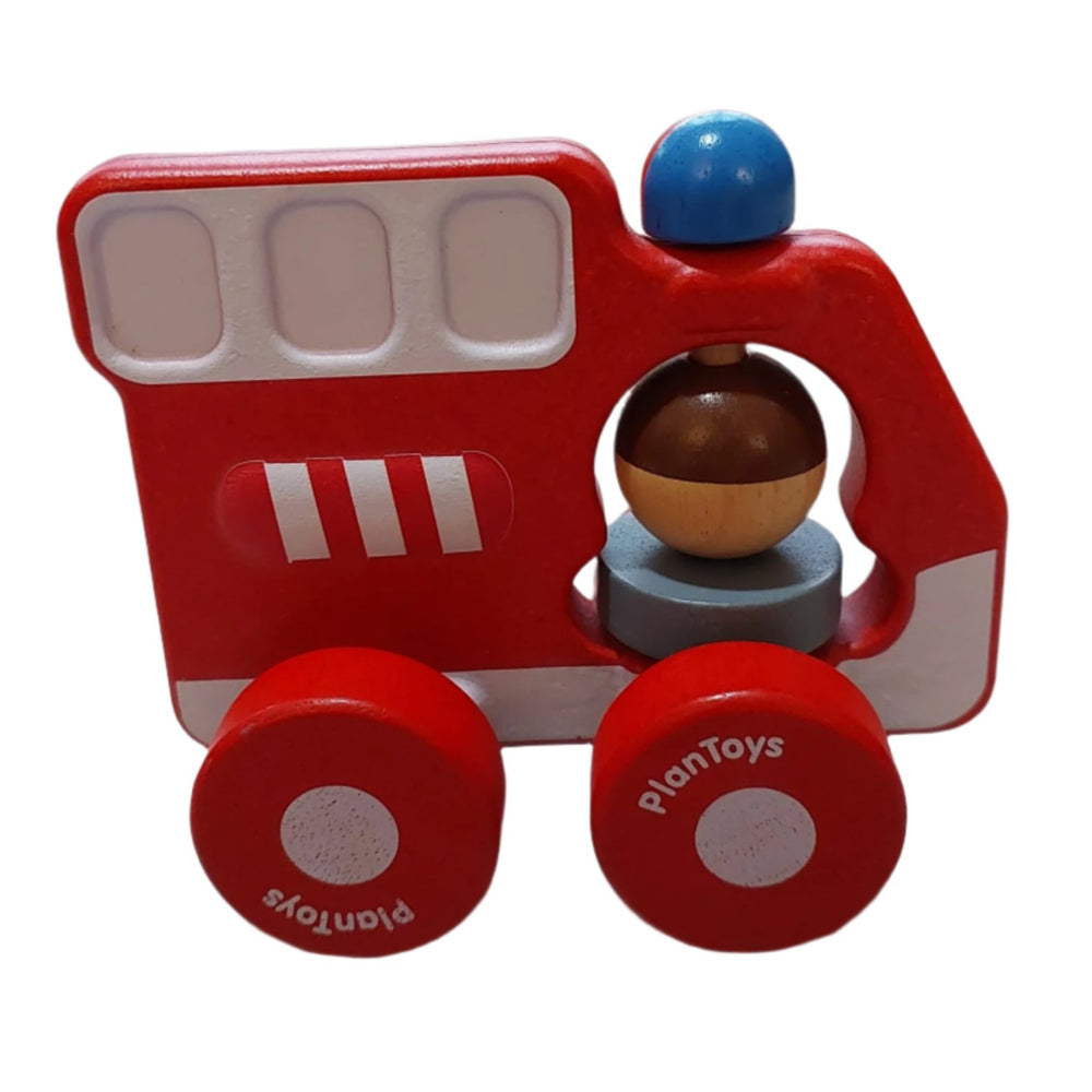 Plan Toys, Fire Truck, This little car has been designed to make it easy for small baby hands to push and play with.