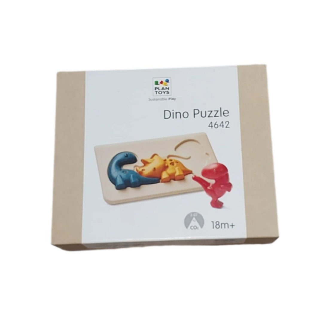 Plan Toys, Dino Puzzle, This Dino Set will spark hours of imaginative play and comes with a Diplodocus, Triceratops, Tyrannosaurus Rex, and Stegosaurus.