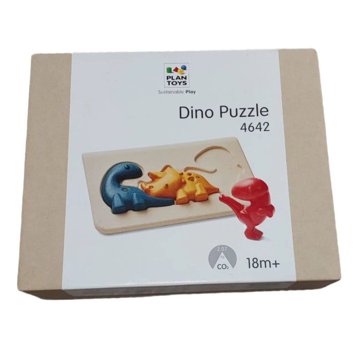 Plan Toys, Dino Puzzle, This Dino Set will spark hours of imaginative play and comes with a Diplodocus, Triceratops, Tyrannosaurus Rex, and Stegosaurus.