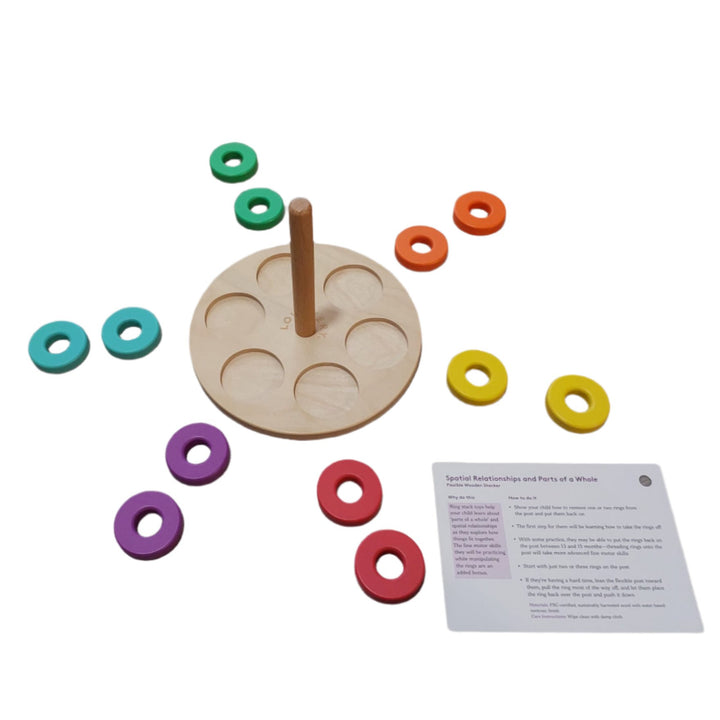 Lovevery, Flexible Ring Stacker (The Babbler Play Kit - Months 13, 14, 15), Stack, unstack, push, and watch the rings roll while learning about spatial relationships and depth perception.