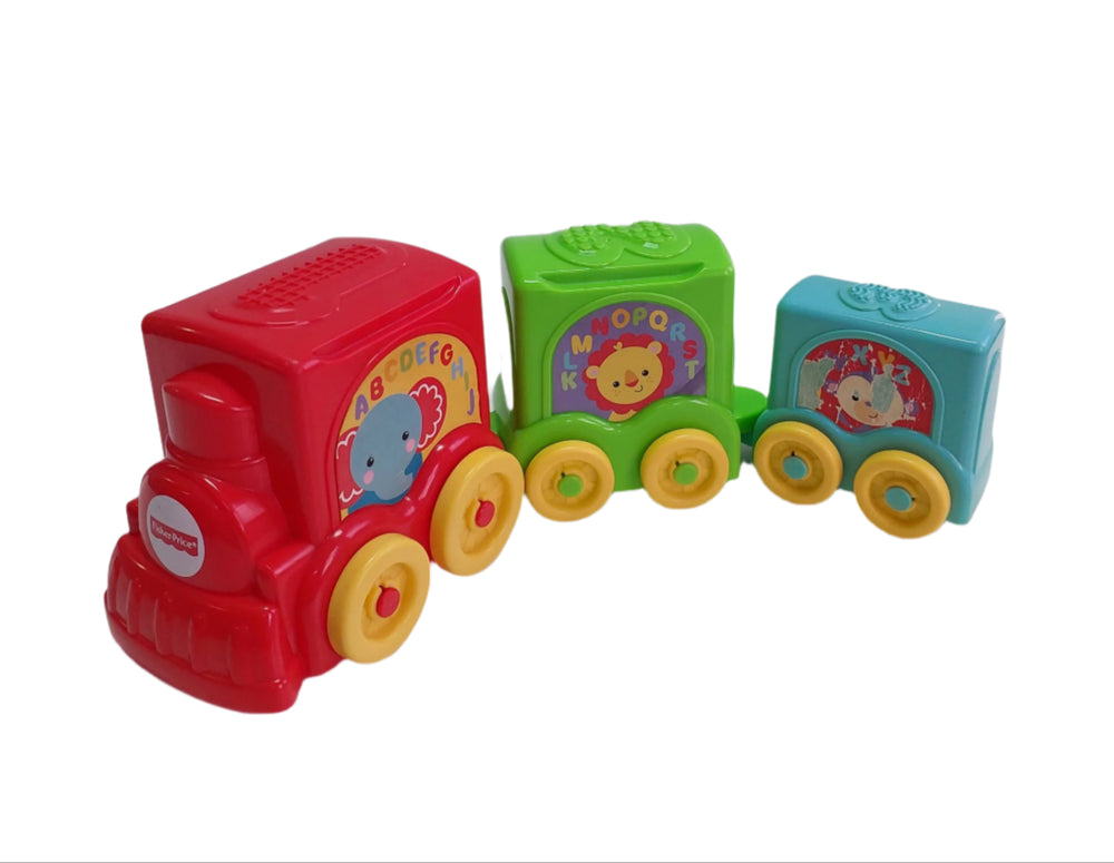 Fisher Price, Fisher-Price Stack and Roll Choo Choo Stacker, Take classic stacking fun to new heights! Three chunky train cars are just the right size for baby to grasp and hold or stack, nest and connect. Stacking the cars from big to little or nesting one-inside-another helps baby understand size relationships and how things fit together. Roll them along to encourage pushing and crawling. Three connectable train cars with wheels Stack, nest & connect Chunky & easy to hold Cute animal characters Push the t