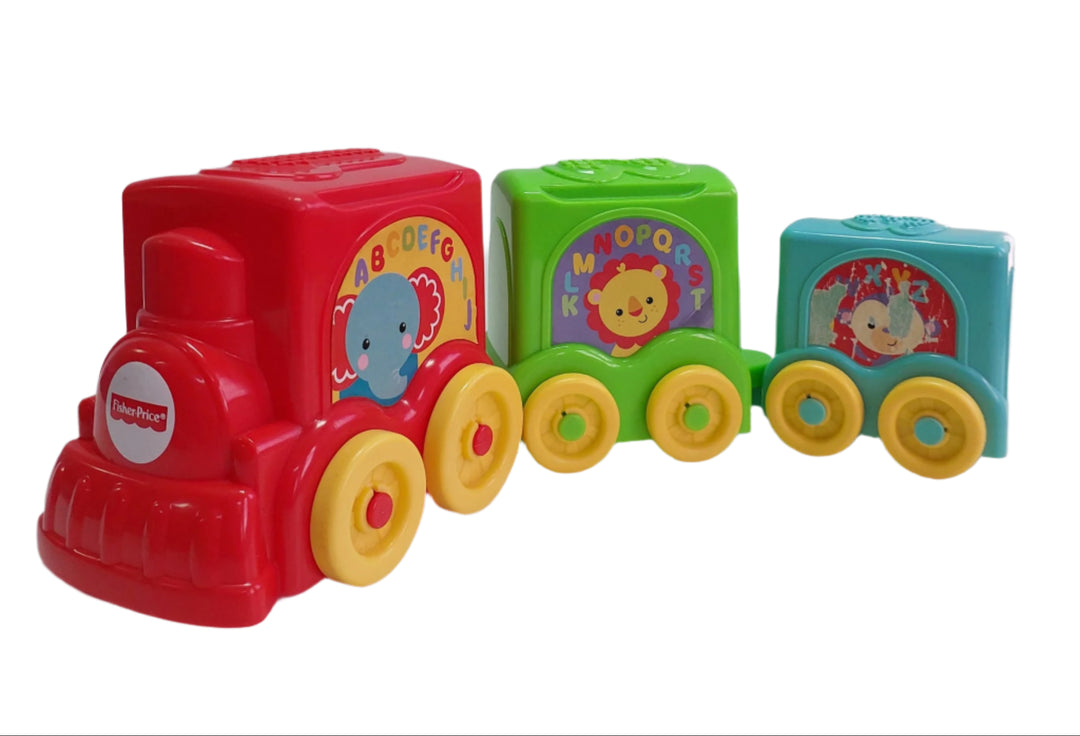 Fisher Price, Fisher-Price Stack and Roll Choo Choo Stacker, Take classic stacking fun to new heights! Three chunky train cars are just the right size for baby to grasp and hold or stack, nest and connect. Stacking the cars from big to little or nesting one-inside-another helps baby understand size relationships and how things fit together. Roll them along to encourage pushing and crawling. Three connectable train cars with wheels Stack, nest & connect Chunky & easy to hold Cute animal characters Push the t