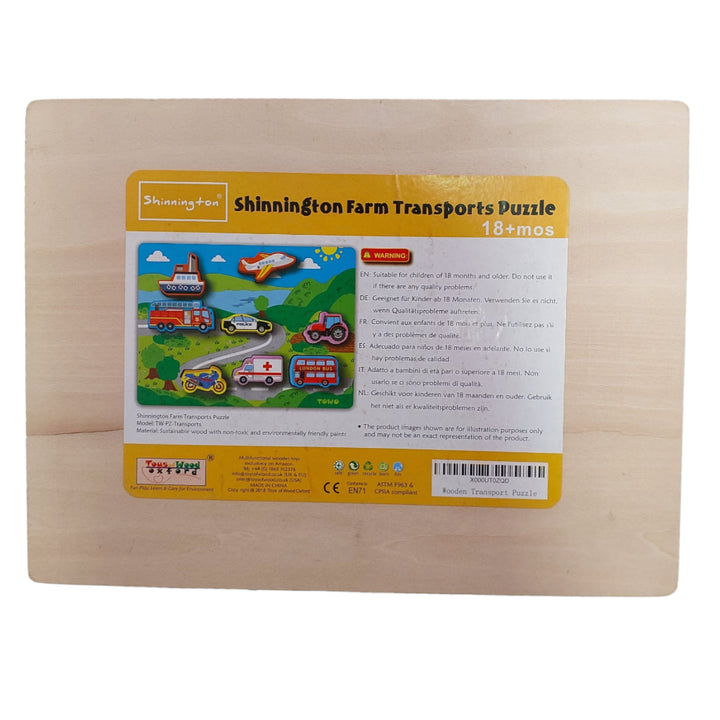 Shinnington, Shinnington farm transport puzzle, Colourful wooden transport puzzle for babies. This puzzle can be played along with Shinnington Farm Animal Puzzle.