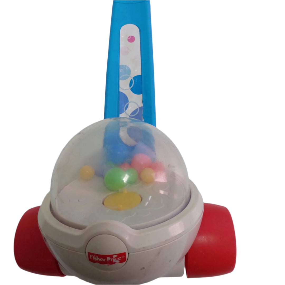 Fisher Price, Fisher-Price Corn Popper, ​Get ready for ball-popping fun, baby! As your baby pushes the Corn Popper toy along, the brightly colored balls excitedly pop around, encouraging your little cruiser to keep walking. And the faster your toddler walks, the faster the poppity-pop action! Where development comes into play: Gross Motor: Little muscles get a big workout as your baby pushes the Corn Popper toy along, exercising their gross motor skills.