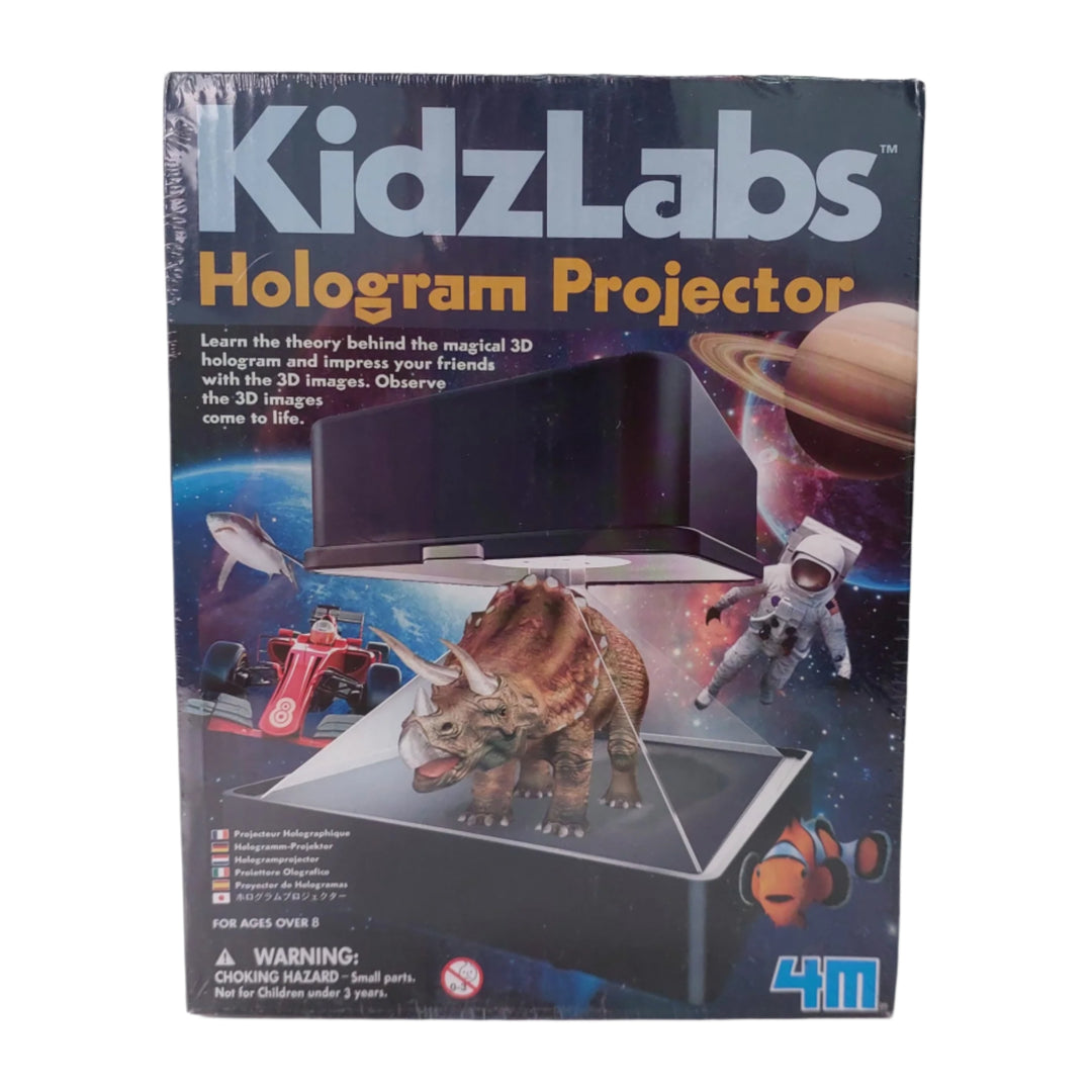 Kidzlabs, Hologram Projector, Learn the theory behind the magical 3D hologram and impress your friends with the 3D images as they come to life. From prehistoric dinosaurs to the deadliest predators of the sea, you can safely make anything come to life in the comfort of your own home. Friends and family will be astounded when you can make astronauts appear, floating in space or fish suspended in front of them. Even project images through your smart device, turning them into holograms. Perfect for budding sci