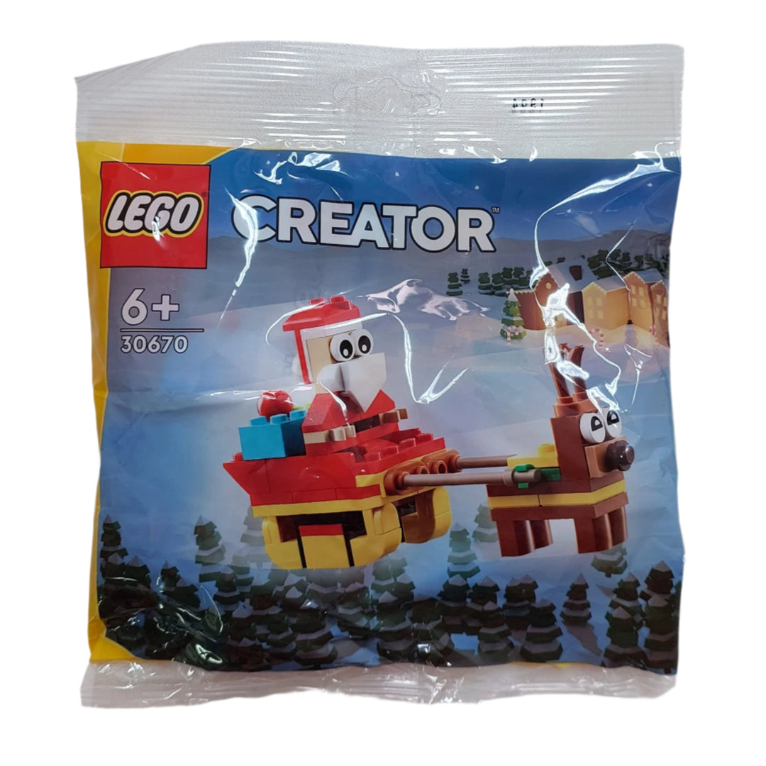 Lego, Lego Creator 30670, This holiday season treat a kid aged 6+ to a great-value buildable model of Santa Claus and a wrapped gift on a sleigh that’s pulled by a reindeer.