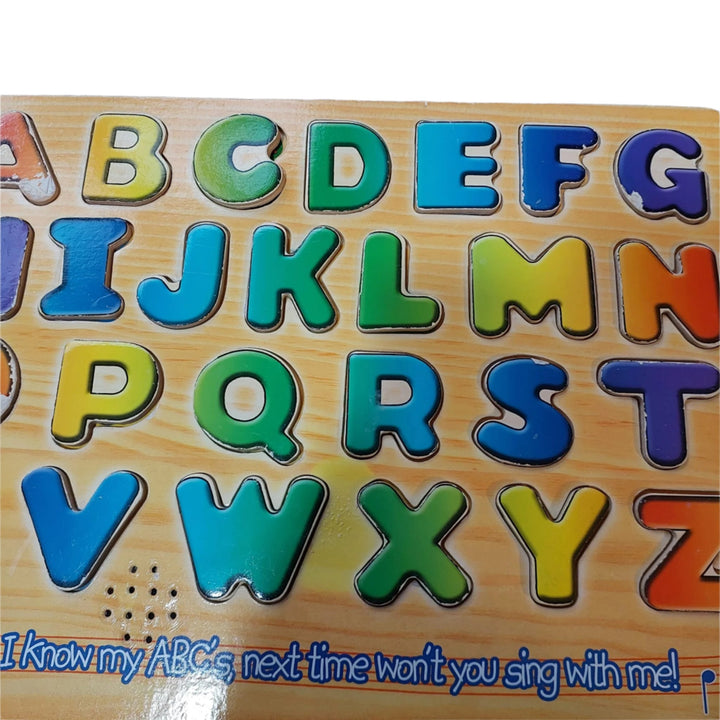 Melissa & Doug, This 26-piece alphabet sound puzzle pronounces the name of each letter when it is placed correctly in the sturdy wooden puzzle board! Colorful wooden pieces are slightly raised above the puzzle board for easy grasping. Pictures underneath each piece help reinforce the relationship between letters and their sounds. Kids three and older will love learning their ABCs while developing fine motor and sensory skills.