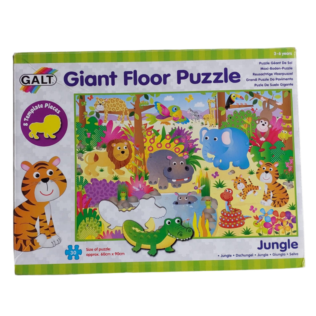 Galt, Jungle Giant Floor Puzzle, Galt Toys Giant Floor Puzzle is a beautifully illustrated floor puzzle with 30 pieces including 8 templates cut in the shape of the characters or objects. Young children will easily identify where the templates fit and older children will enjoy using them to draw around and colour in. Ideal for both group and individual play. There are so many interesting things to find in this puzzle that children will return to it time and time again.