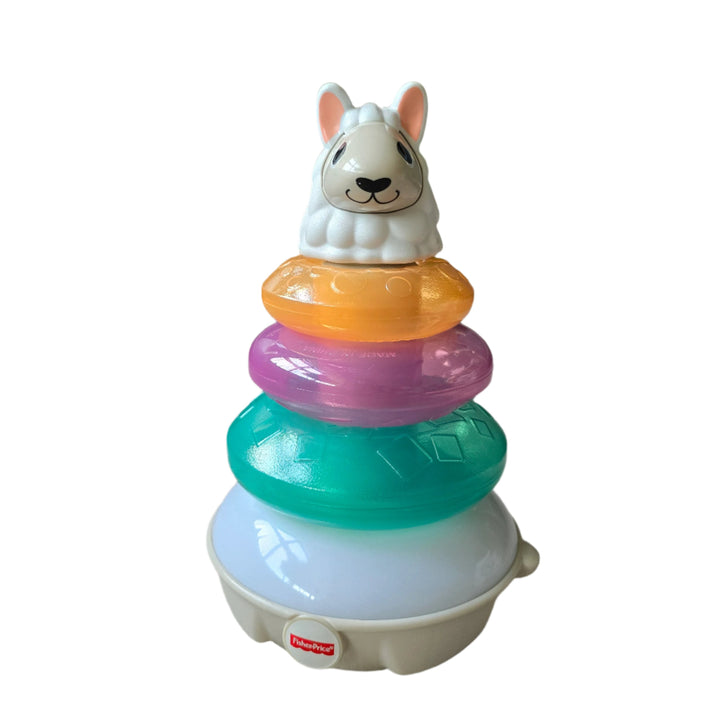 Fisher Price, The Linkimals Lights & Colors Llama takes classic stacking fun up a notch with colorful lights and exciting music songs and phrases that introduce your baby to different colors. Thinking Skills: As your baby works to figure out how to stack the rings in order they're practicing problem-solving skills!Sensory: The llama's bright lights colorful rings and exciting music engage your baby's visual and auditory skills.