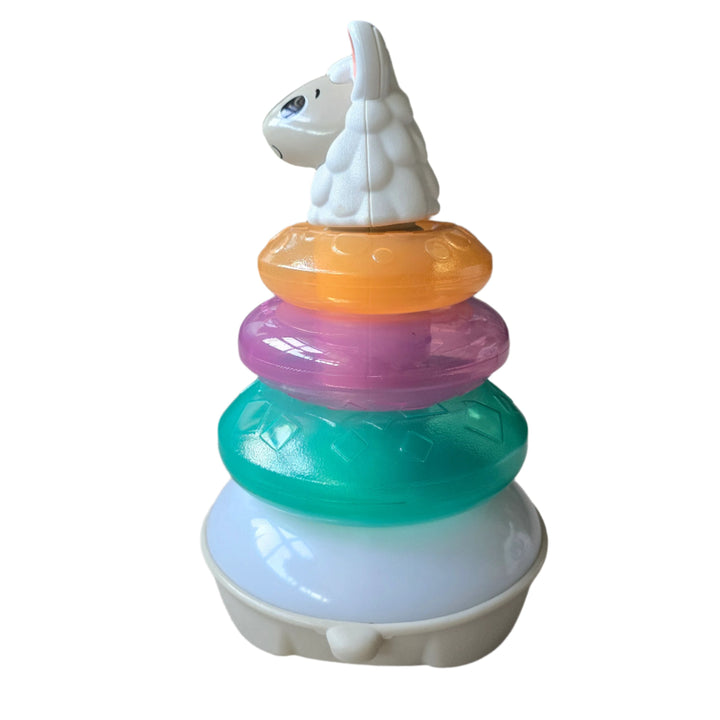 Fisher Price, The Linkimals Lights & Colors Llama takes classic stacking fun up a notch with colorful lights and exciting music songs and phrases that introduce your baby to different colors. Thinking Skills: As your baby works to figure out how to stack the rings in order they're practicing problem-solving skills!Sensory: The llama's bright lights colorful rings and exciting music engage your baby's visual and auditory skills.