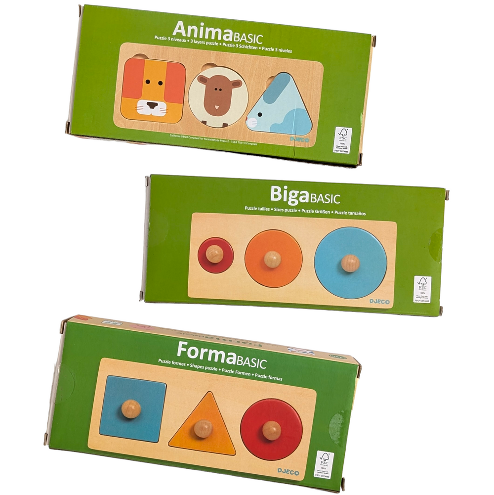 Djeco, Set of 3 - (BigaBasic, AnimaBasic, FormaBasic), Cognitive & Motor Skills Development , 