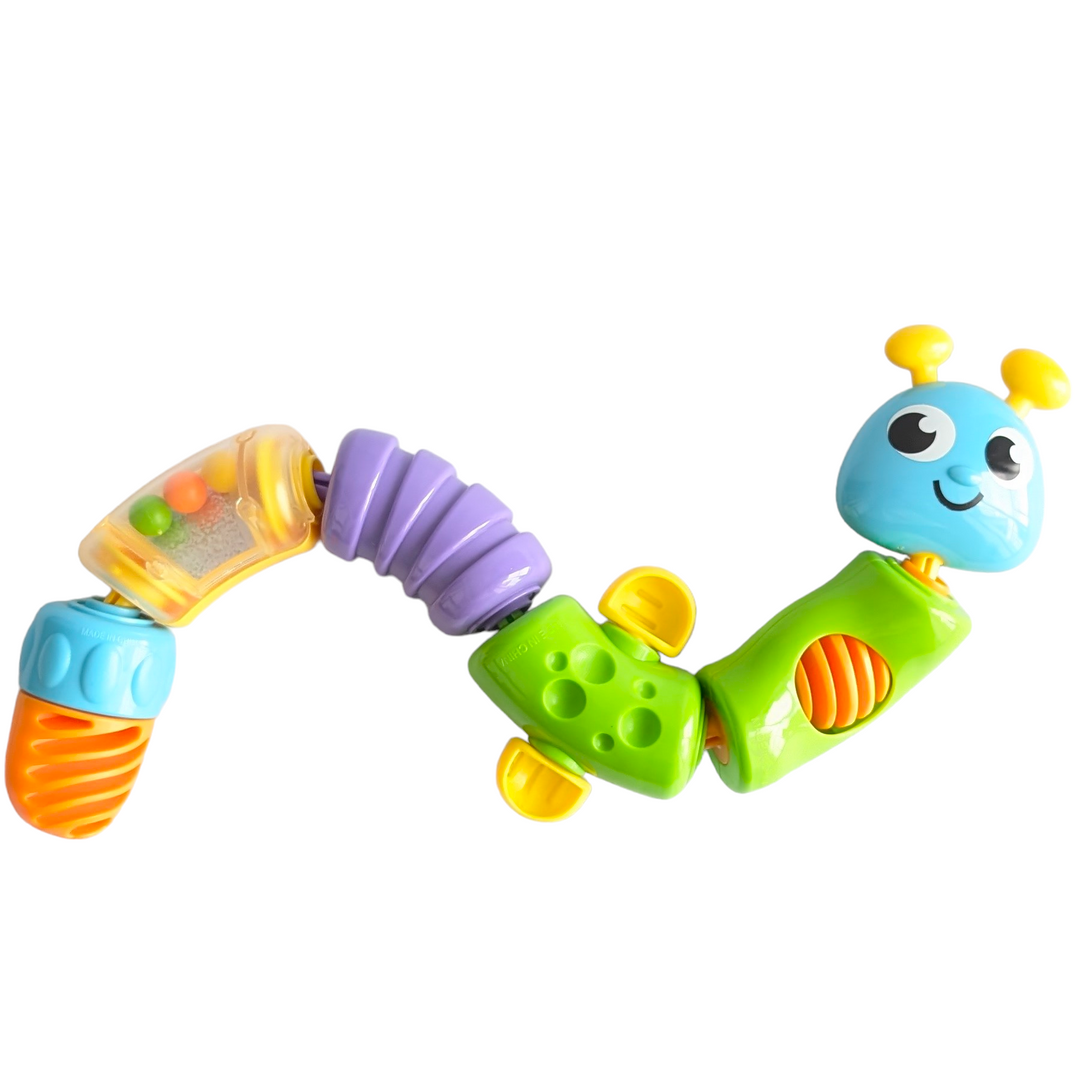 Fisher Price, Infant Snap-Lock Caterpillar, Cognitive & Motor Skills Development, A new twist on snap-lock fun! This adorable caterpillar character is made up of six snap-lock beads. Baby can position them any way they'd like. And for added fun it is filled with activities! Soft teethable antennae on his head, spinning arms and tactile bumps, colorful beads to shake & rattle, a bat-at roller easy for baby to control and a clicker. Helps develop baby's fine motor skills and eye-hand coordination 