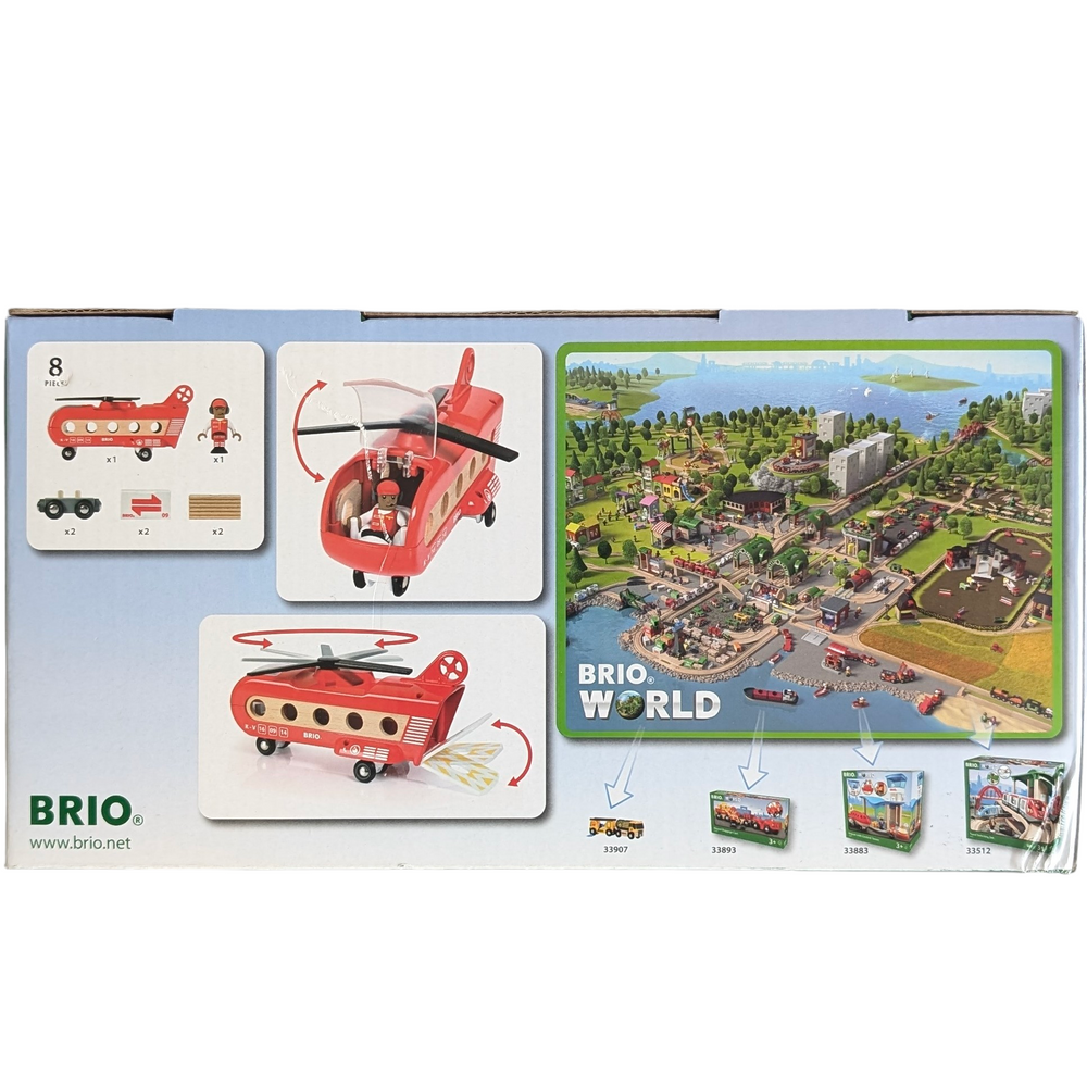 BRIO, Cargo Transport Helicopter, Cognitive & Motor Skills Development, There’s no cooler way to fly than by helicopter. With everything in place spin the rotor of your BRIO helicopter take off and soar high above your BRIO World.