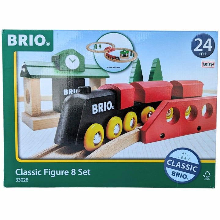 BRIO, Classic figure 8 set, Creative & Imaginative Play, The 33028 Classic Figure 8 Set is a beautiful 22-piece wooden train set, full of tactile play features and inspired by classic Scandinavian design. Drive around the wooden tracks, across the crossing bridge and arrive at the wooden train station. Taking inspiration from our most classic BRIO toys, this train set stands out from the rest with bold but playful colours and design.