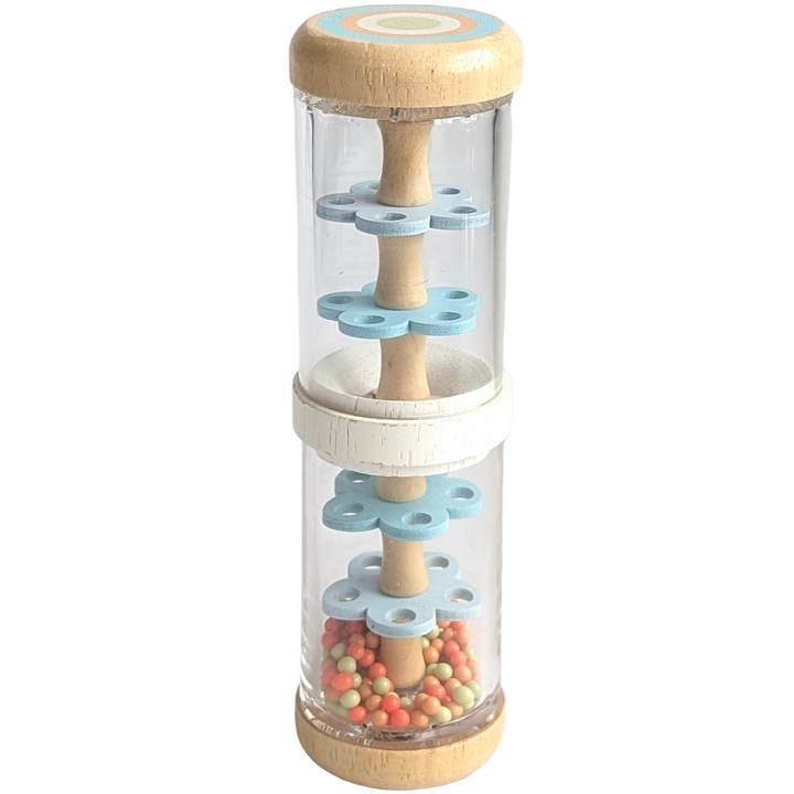 Djeco, Baby Raini Rain Stick, Sensory & Language Development, Djeco Baby Raini Rain Stick re-create the sound of rain with this fun, beautifully decorated rain shaker rattle. Turn the rain shaker and watch the colourful balls cascade their way down or shake out rhythms and use like a maraca.