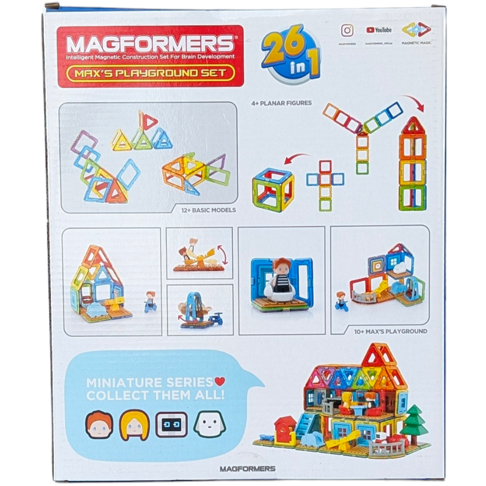 Magformers, Max's Playground, STEM & Critical Thinking, Click, Connect, Create! Explore Endless Construction Possibilities With Magformers Max’s Playground Set. Your Little One Can Build Anything They Can Imagine When They Use The Magformers Magnetic Rainbow Shapes And Max Character And Accessories To Create Houses, Towers, Playgrounds And More.