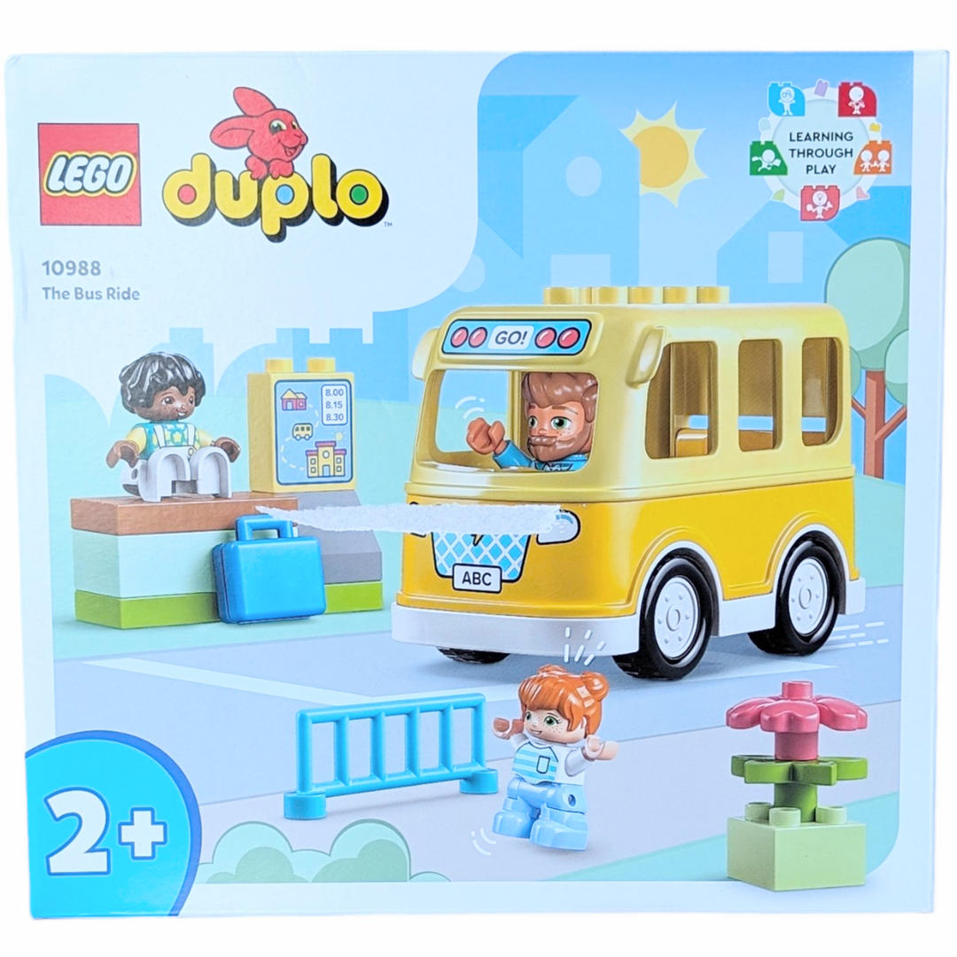 Lego/Duplo, The Bus Ride, Creative & Imaginative Play, Preschool kids experience an everyday adventure with LEGO® DUPLO® Town The Bus Ride (10988). This colorful toy playset for toddlers lets kids aged 2+ imagine a journey to day care with their best friends. The children wait patiently on the toy bench at the stop for the bus to arrive, checking out what yummy treats they have inside their lunch boxes.

Preschool educational toys that make learning fun.