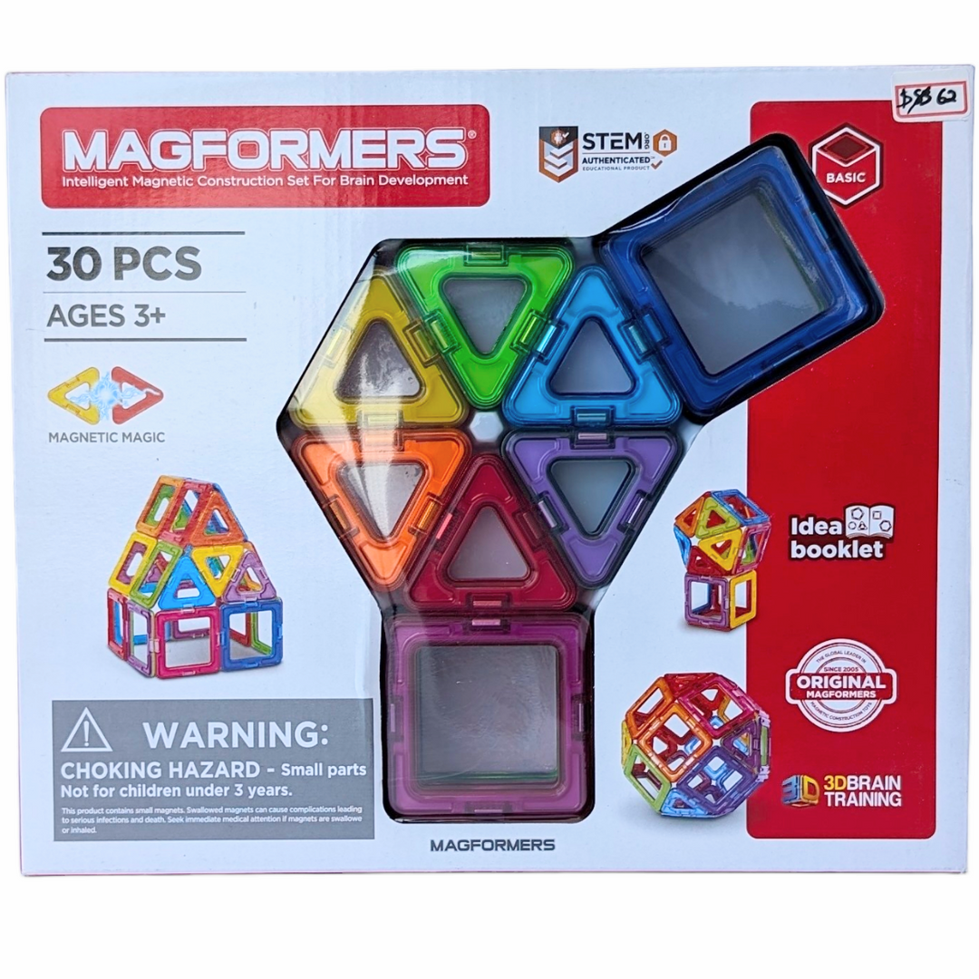 Magformers, 30 Pieces Rainbow, STEM & Critical Thinking, Create 3D Structures From 2D Nets With The Award-Winning Rainbow 30Pc Set.
Use Squares And Triangles To Build Houses, Towers And Our ‘Magic Ball’. Learn To Build Using Combine, Roll And Pull-Up Techniques And See What Your Imagination Can Create!