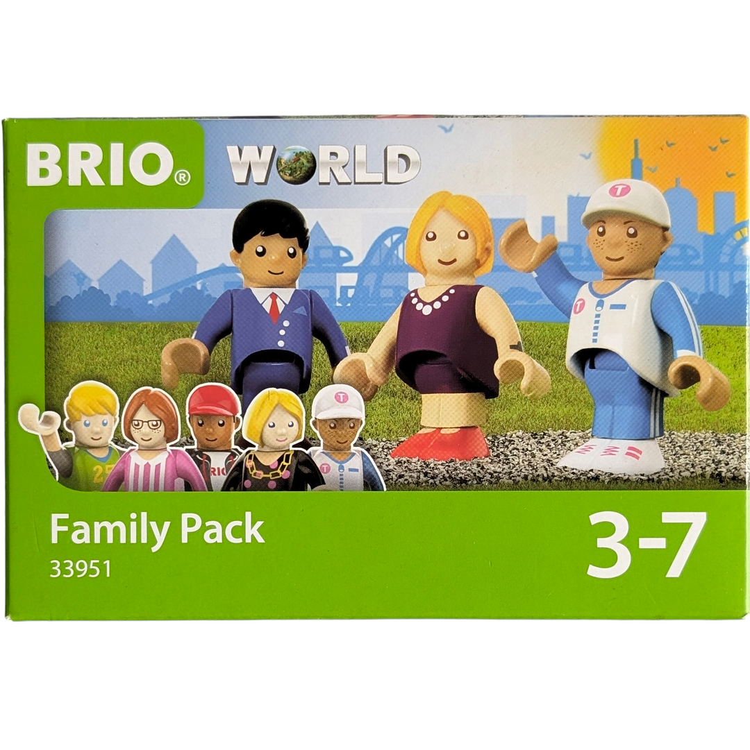 BRIO, Family Pack, Social & Emotional Development, Three unique characters who love to play in any home, school, ice-cream shop or train station. Fully compatible with all BRIO wooden railway sets. Characters are 2-inch tall. Suitable for ages 3 years and above. The Village encourages social roleplay and invites children to play together by telling stories from their everyday life. BRIO creates innovative, high-quality and well-designed toys with clean, simple designs that spark children's creativity