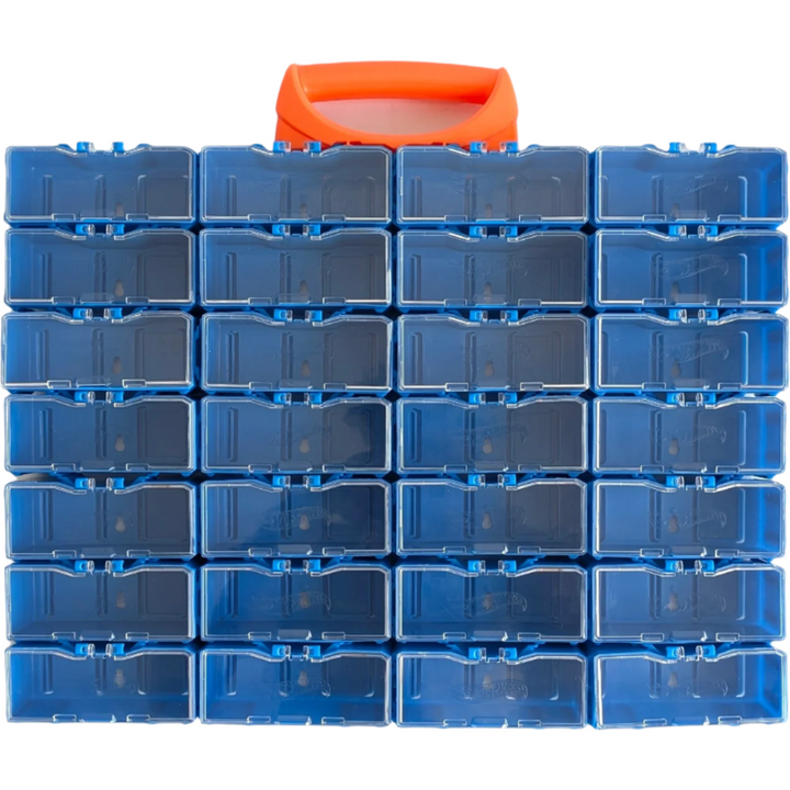 Hot Wheels, Storage Case - 28 Units, Storage Case - 28 Units, Easily transportable and fits up to 28 Hot Wheels vehicles Create challenging courses for your vehicles that utilise the modules as bricks and stack them. Ages 4 and up are appropriate (cars not included) After joining the module bins, use your rails to Warm Wheels Perfect for Hot Wheels enthusiasts to place on the wall and show off their complete collection. Push the envelope in assembling hulls to create an extensive vehicle collection.