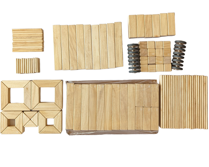 Tegu, 130 Piece Classroom Magnetic Wooden Block Set Natural, Creative & Imaginative Play, The Classroom Kit is a bulk pack of Tegu Blocks perfect for both the classroom or the home playroom. Fully compatible with all other Tegu Magnetic Wooden Sets.
Includes 130 blocks in a variety of shapes