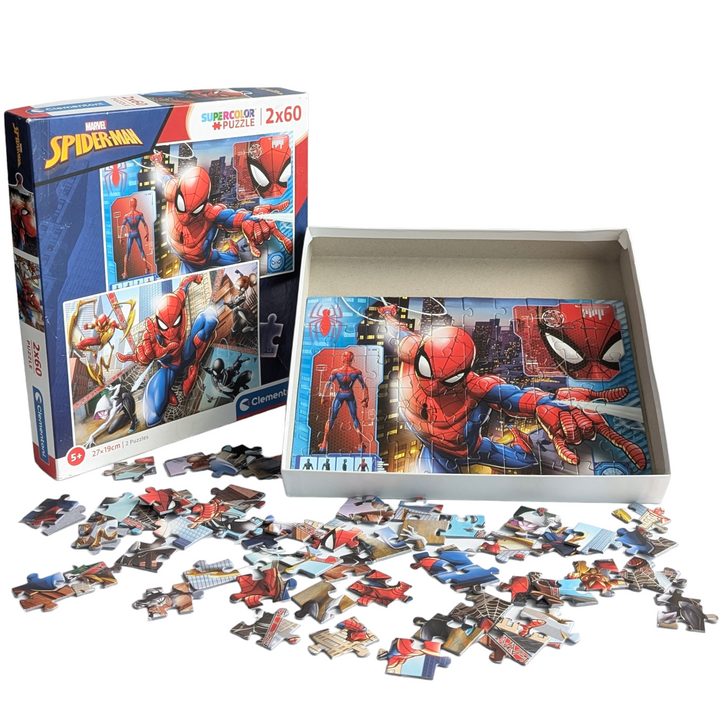 Clementoni, Marvel Spider-man 2x60 Puzzle, Cognitive & Motor Skills Development, 2 x 60-piece jigsaw puzzles Size of completed jigsaw puzzle: 27 x 19 cm A vast array of jigsaw puzzles specially designed for kids to help them hone their powers of observation as well as their logical and manual skills. Captivating images with vibrant appealing colours, depicting children's most beloved characters for hours of fun with friends and family. Acutely attuned to the importance of environmental awarenes