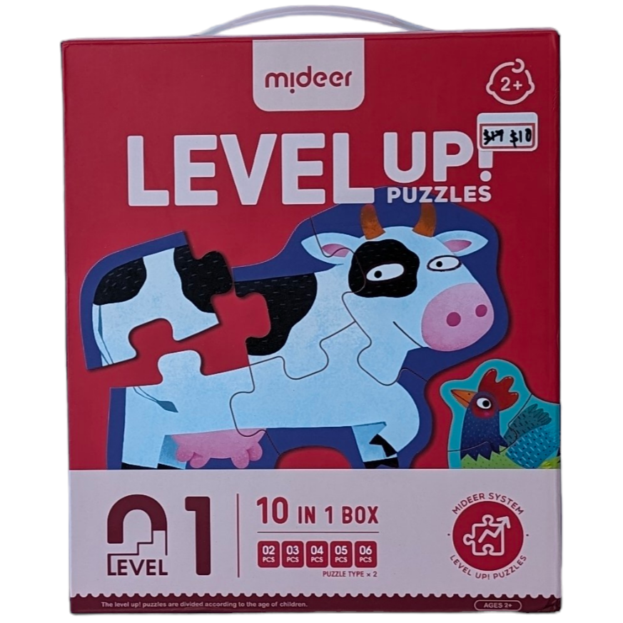 Mideer, Level Up Level 1 Puzzle - 10 in a Box, Cognitive & Motor Skills Development, mideer Level Up! Puzzles series have 8 levels in total. The number of puzzle pieces increases level by level to fit kids' intellectual development and activate kids' brains in all aspects. Pictures start from a single animal to complex scenes to enhance the kids' cognition step by step. Spark kids' imaginations through various painting styles of art. Smooth & burr-free edges encourage safe hands-on play & learn. 

Level 1