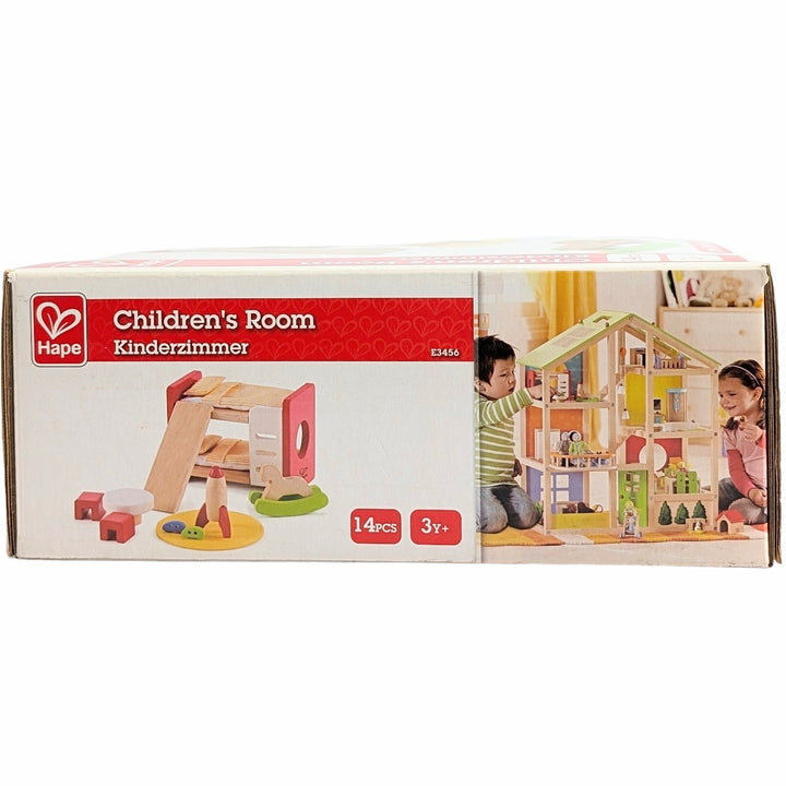 Hape, Wooden Doll House Furniture Children's Room With Accessories, Social & Emotional Development, Every child wants a cool space to call their own. With the Children's Room Doll House Furniture Set from Hape, kids can decorate their doll's room with style. This innovatively designed furniture set features a bunk bed, a table and two chairs, and several toys, including rocket ship to keep doll children entertained. 