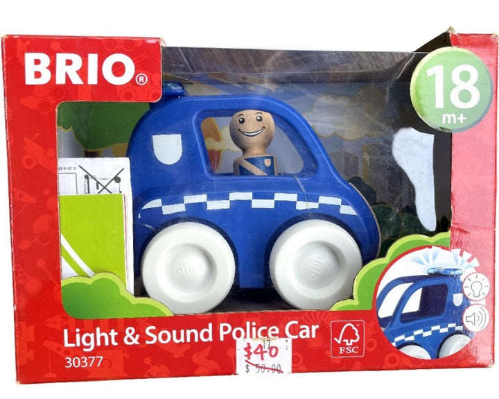 BRIO, Light & Sound Police Car, Social & Emotional Development, Experience exciting adventures with a police car of your own, driving safely with its soft plastic wheels. Push the big button and the siren goes off, along with blinking lights - lets go! The policeman can jump out of the car and catch thieves.